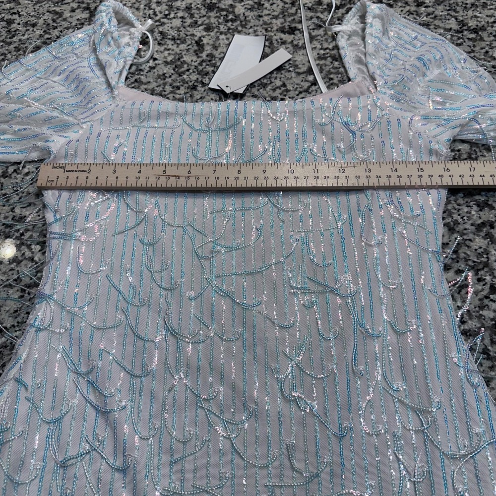 NWT Speechless Women Size 13 White Sequin Long Sleeve Mini Dress New Year Party - Picture 6 of 12